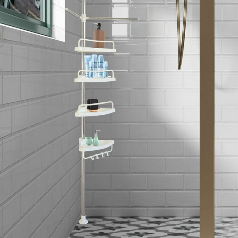 Dyiom 4 Layer White Bathroom Shower Shelf Corner Organizer Shower Caddy with 4 Shelves, in White