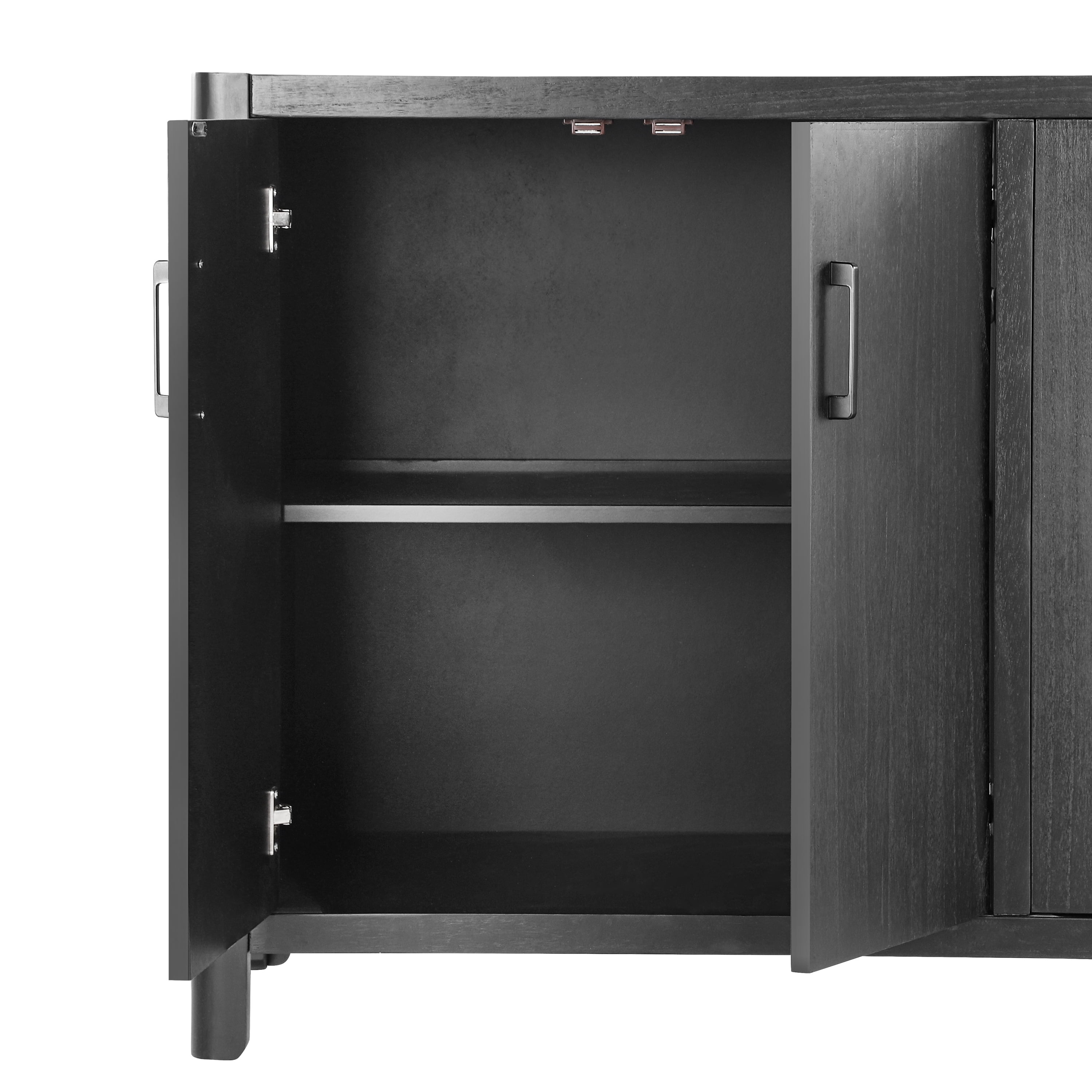 Euroco 59" Farmhouse Buffet Cabinet with Natural Distressed Finish,Accent Wood Sideboard Coffee Bar Station Table for Kitchen Living Room,Black