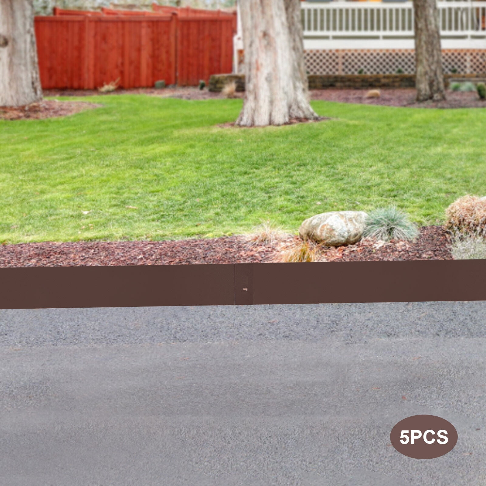 TFCFL 5"x39" 5PCS Garden Edging Border Steel Lawn Metal Landscape Edging Kit Brown New