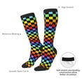 thumbnail image 4 of Naloa Rainbow Chequerboard Thigh High Socks Extra Long Stretchy Sock Women Over Knee High Opaque Stocking Daily Wear, 4 of 6
