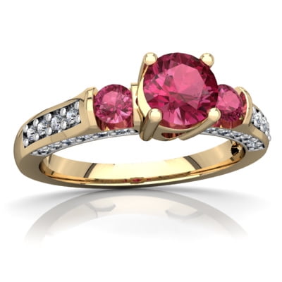 Pink Tourmaline Art Deco Ring in 14K Yellow Gold by