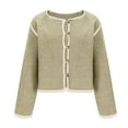 thumbnail image 6 of Jjayotai Womens Button Down Cardigan Sweater, Y2k Color Block Round Neck Long Sleeve Tops, 2024 Fall Chunky Knit Outwear Khaki S, 6 of 8