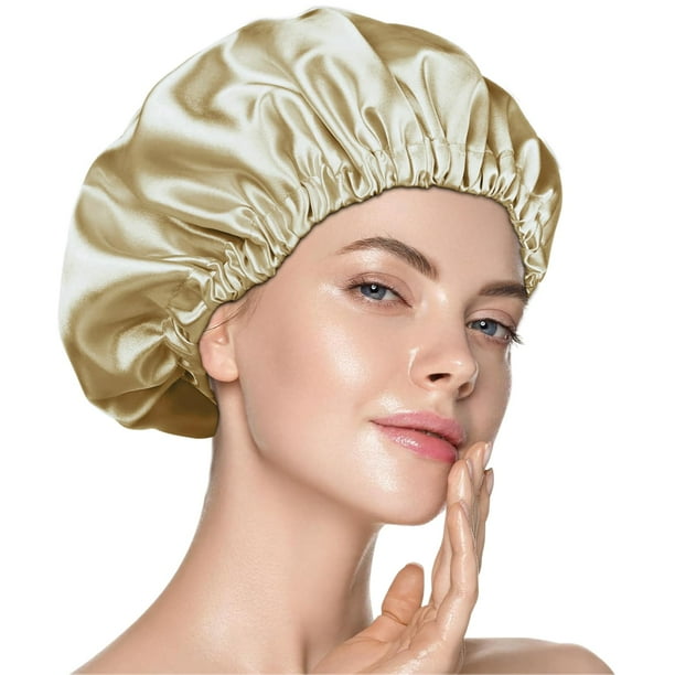 Gorro de seda de doble capa para dormir, gorro de dormir de seda para mujeres y hombres, gorro de dormir de satén para cabello con trenzas rizadas