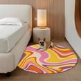 thumbnail image 3 of Orange Yellow Pink Purple Waves Round Living Room Rugs 6 ft, Abstract Fantasy Pattern Washable Area Rug with Non-Slip Sturdy Edge Binding Round Carpet for Kitchen Office Bedroom, 3 of 9