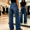 thumbnail image 5 of Idoravan Womens Wide Leg Jeans High Waisted Straight Leg Women High Street High Waist Splice Loose Straight Cut Cowboy Pants, 5 of 6