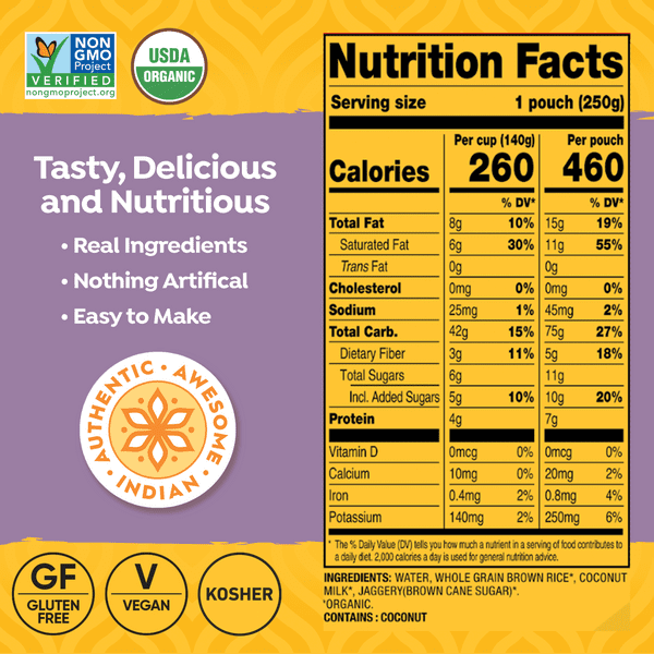Pack of 6, Tasty Bite Organic Coconut Rice, 8.8 oz