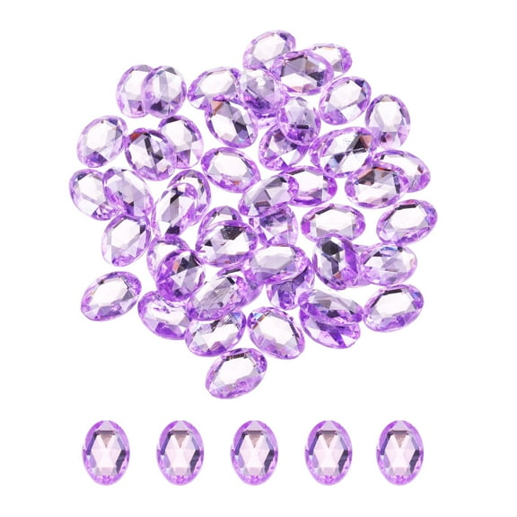 50Pcs Acrylic Oval Gems 13x18 mm Flat Back Artificial Rhinestones for DIY Crafts Bead Wedding Party Lilac