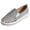 Silver, variant on Womens Bling Sequin Rhinestones Metallic Platform Slip on Walking Shoes Fall Casual Stage Performance Stitching Chunky Flat Low Top Fashion Sneakers Black Size 6