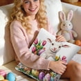 thumbnail image 7 of Yulett Easter Pillow Covers 18x18 1PC, Easter Bunny Floral Eggs Farmhouse Decorations Spring Holiday Decor Throw Cushion Case for Home Couch, 7 of 7