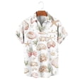 thumbnail image 7 of Xcmzpl Men's Hawaiian Print Button Down Shirt Short Sleeve Casual Summer Top Beach Vacation Aloha Camp Collar Shirt for Men Beige L, 7 of 7