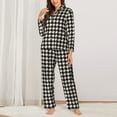 thumbnail image 2 of Balery Black and white houndstooth Conjunto de Pijama con Estampado para Mujer, Conjunto de Dos Piezas con Manga Larga, Ropa de Dormir Suave con Bolsillos, Pijamas Cómodos-X-Large, 2 of 7
