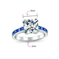 thumbnail image 4 of Bling Jewelry Womens Classic Art Deco 3CT CZ Princess Cut Engagement Ring with Sapphire Blue Band, 4 of 5