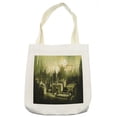 thumbnail image 1 of Grey Tote Bag, Sunset in a Gothic Dark City Scenery Landscape Urban Artwork Image, Cloth Linen Reusable Bag for Shopping Books Beach and More, 16.5" X 14", Cream, by Ambesonne, 1 of 2