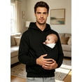thumbnail image 4 of Hansber Men Kangaroo Hoodie for Dad and Baby Cozy Fabric Back Gear Weekend Morning Hooded Sweatshirt Black L, 4 of 7