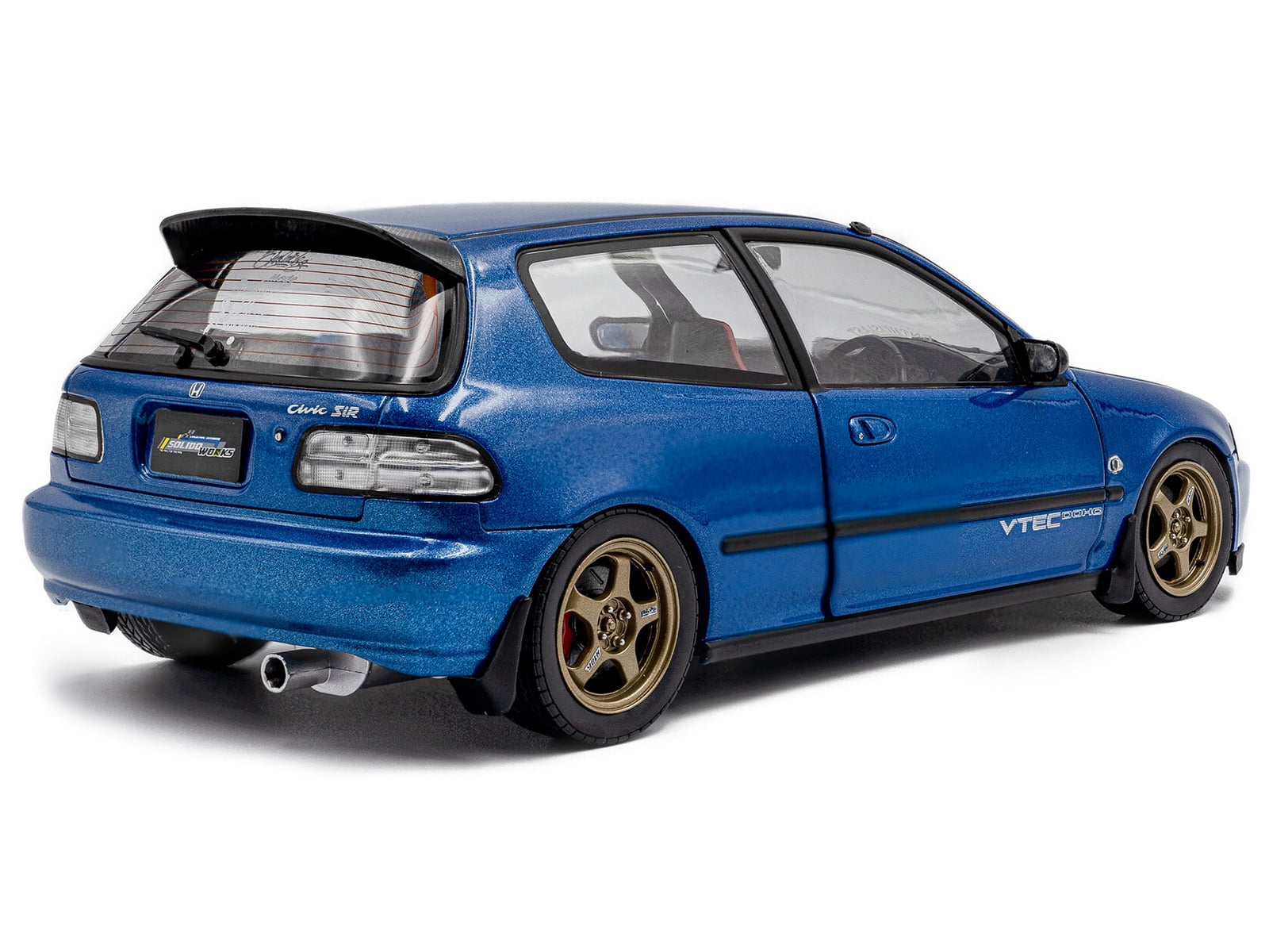1991 Honda Civic (EG6) RHD (Right Hand Drive) "NAR" Cobalt Blue Metallic with Carbon Hood 1/18 Diecast Model Car by Solido