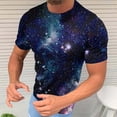 thumbnail image 4 of Penkiiy Galaxy Printed Shirt , Mens Vintage Casual Loose Short Sleeve Tee Tops 4XL Multicolor, 4 of 6