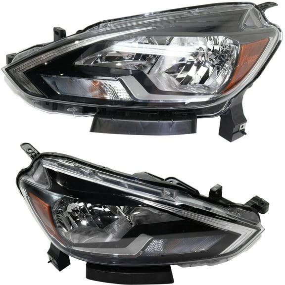 Headlight Compatible With 2016-2018 Nissan Sentra SET of 2 Left Driver and Right Passenger Side Halogen With bulb(s)