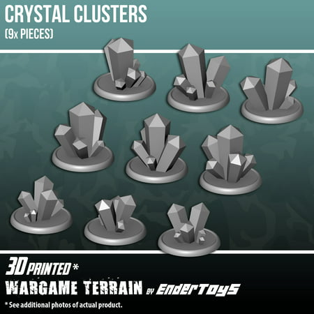 Crystal Clusters, Terrain Scenery for Tabletop 28mm Miniatures Wargame, 3D Printed and Paintable,