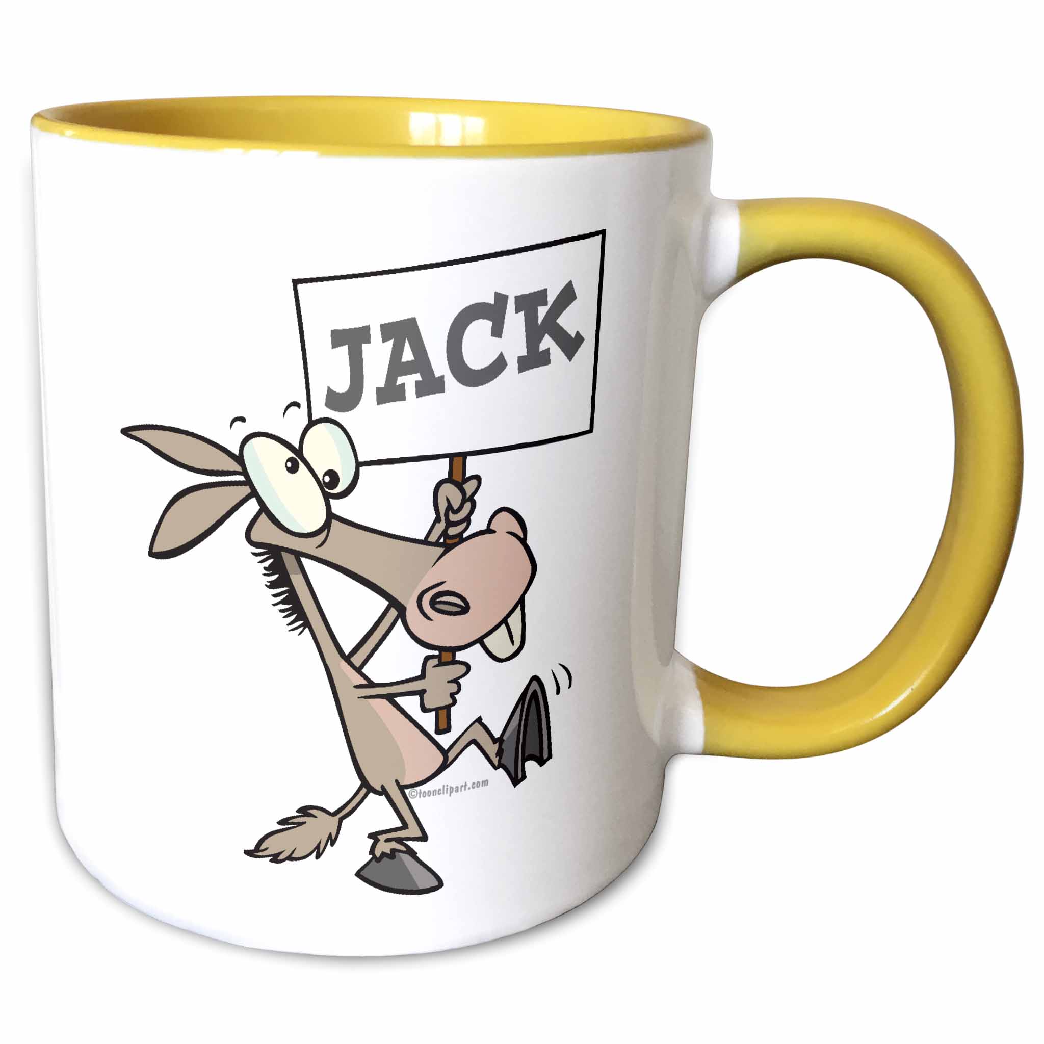 "3dRose Jack Ass Jackass Cartoon Two Tone Yellow Mug, 15ounce