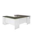 thumbnail image 4 of Bestar Norma U Shaped Computer Desk in Walnut Gray and White, 4 of 5