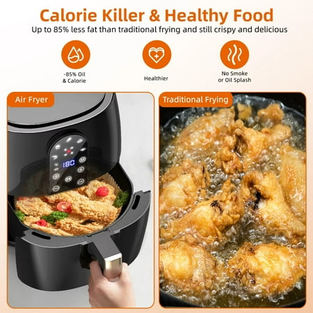 

Air Fryer 5.2QT Air Fryer Oven Oilless Cooker 5-in-1 Hot Air Fryers with Digital LED Touch Screen 5 Preset Cookings Dishwasher-Safe Basket Including Air Fryer Paper Liners 50PCS prac