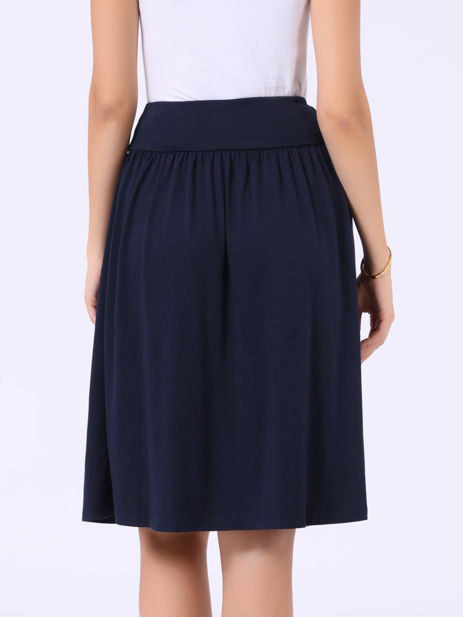 DARING DIVA Women's A-Line Midi Skirts Flared Flowy Skirt X-Small Navy Blue