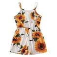 thumbnail image 1 of Gibobby pantalones siameses color liso Verano a juego hija bebé sin mangas patrón de girasol mono con bolsillo conjunto a juego familiar(Blanco， 3-4Y), 1 of 4