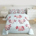 thumbnail image 2 of Homewish Cute Salamander Full Size Comforter Sets,Cartoon Axolotl Bedding Comforter Set,Pink Blue Bedding Sets For Boys Girls,Super Cozy Room Decor Reversible,3pcs, 2 of 8