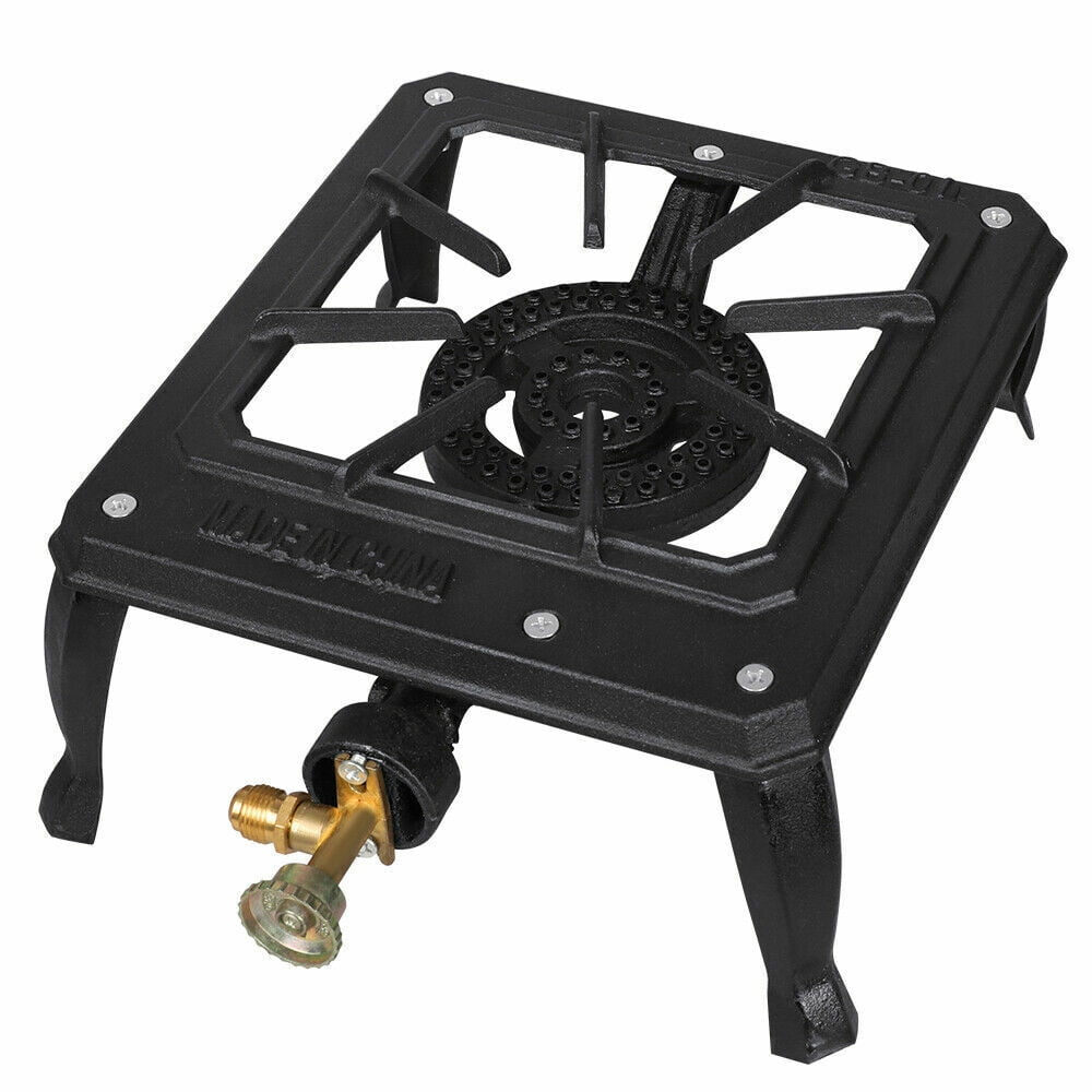 Single Burner Camping Stove Cast Iron Propane Gas LPG Outdoor Camping BBQ Cooker with Regulator Hose