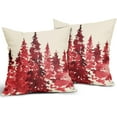 thumbnail image 2 of Christmas Tree Pillow Covers 18x18 Set of 2 Xmas Rustic Nature Themed Red Forest Decorative Outdoor Pillowcases Winter Gift Holiday Farmhouse Throw Cushion Case Decor for Couch Sofa Bed, 2 of 6