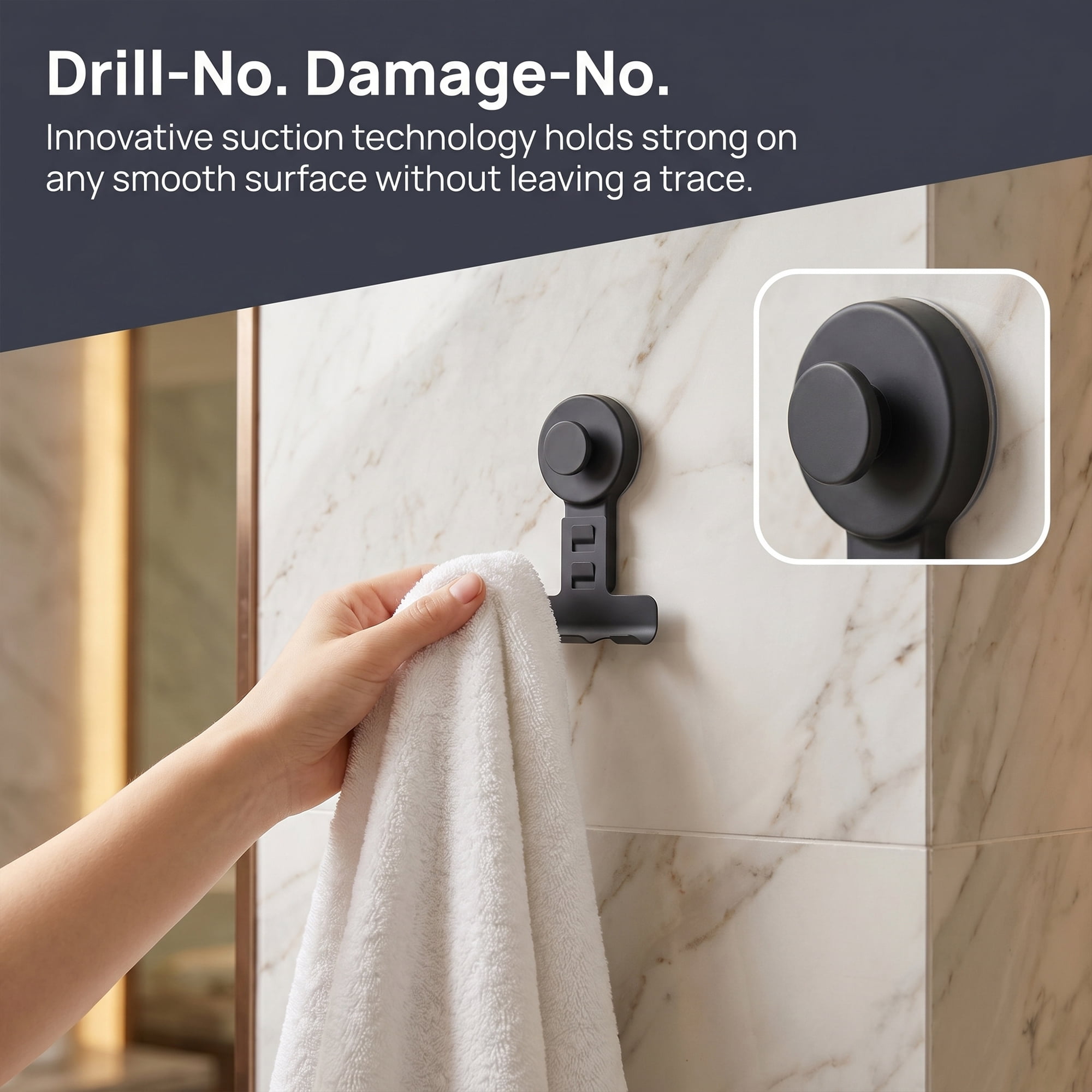 Unique Bargains Suction Cup Hooks for Shower 2-Pack Wall Hooks for Hanging Black1