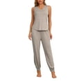 thumbnail image 2 of INSPIRE CHIC Women's Pajamas Loungewear Knit Sleeveless V Neck Tank Tops with Pants Pajamas Set XL Khaki, 2 of 6
