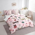 thumbnail image 3 of Homewish Cartoon Butterfly Ladybug Twin Bedding Sets 7-Piece, Cute Animal Insect Bedding Comforter Set, Princess Pink Cartoon Reversible Sheet Sets, Super Cozy Room Decor, 3 of 7
