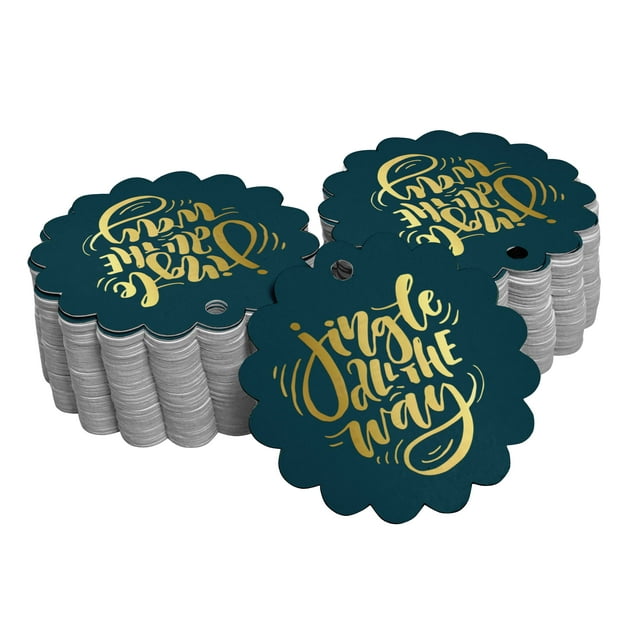 Inkdotpot Pack Of 50 Jingle All The Way Christmas Favor Paper Tags Craft Real Gold Foil Hang Tags