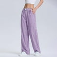 thumbnail image 2 of UVEASISHA Women's Plaid Wide Leg Pants Summer Casual Palazzo Pants Elastic Waist Comfy Baggy Trousers with Pockets Purple XXL, 2 of 8