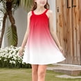 thumbnail image 4 of NJDVHB Robe d'Été pour Tout-Petit, Robe de Plage pour Fillette, Robe de Fête pour Filles, Robe Débardeur Décontractée Sans Manches à Dégradé pour Tout-Petits, Robe Trapèze à Bretelles Infroissable, Rouge, 120, 4 of 5
