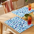 thumbnail image 4 of Spring Leaves Placemats Set of 12 Blue Plants Country Botanical Leaf Place Mats Indoor Wipeable Table Mats Washable Cloth Dining Table Placemats for Kitchen Holiday Party Home Decor 13x19 Inch, 4 of 9