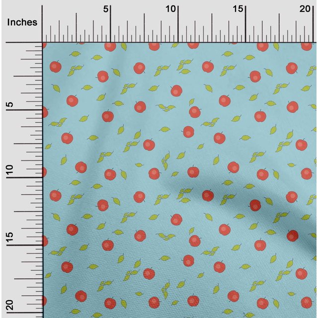 oneOone Polyester Lycra Fabric Leaves & Apple Fruit Sewing Fabric BTY 56 Inch Wide