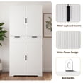 thumbnail image 6 of LiviNest 72" Kitchen Pantry Cabinet with 3 Keyboard Drawers: Fluted White Freestanding Storage Cupboard for Small Apartment & Farmhouse Kitchen - 6 Door Shelves & Anti-Tip Kit for Organized Cooking &, 6 of 6
