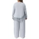 thumbnail image 3 of Conjuntos de 2 piezas para mujer de talla grande Agnes Orinda, blusa de manga larga de canalé con cuello redondo y dobladillo asimétrico con flecos y pantalones de pierna ancha 2X gris, 3 of 6