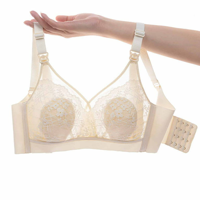 Oalirro Nursing Bras Women's Sexy Ultra-thin Lace Bra without Steel Ring  Breast Front Opening Feeding Bra 