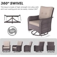 thumbnail image 6 of Kullavik 3 Pieces Patio Swivel Rocker Wicker Chairs-Outdoor Swivel Rocking Chairs with 1 Rattan Coffee Table&2 Grey Thickened Cushions Outdoor Furniture Conversation Sets for Patio Garden - Khaki, 6 of 10