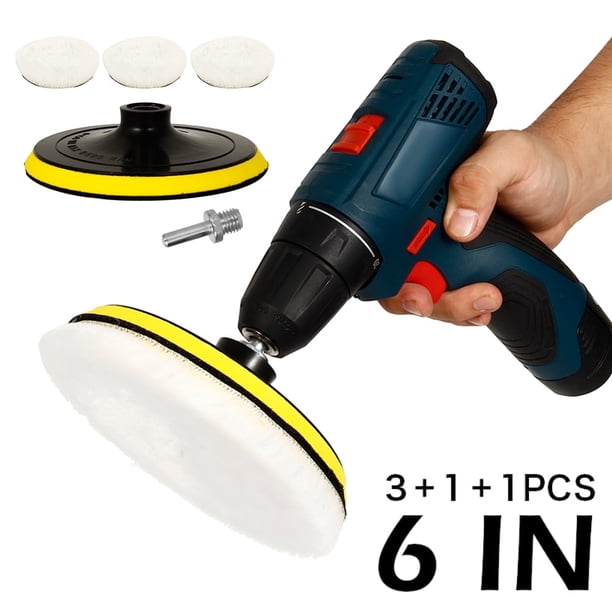 5 Pzas Almohadilla de Pulido de Lana de 6 Pulgadas Rueda de Pulido para Taladro con Adaptador de Taladro M14