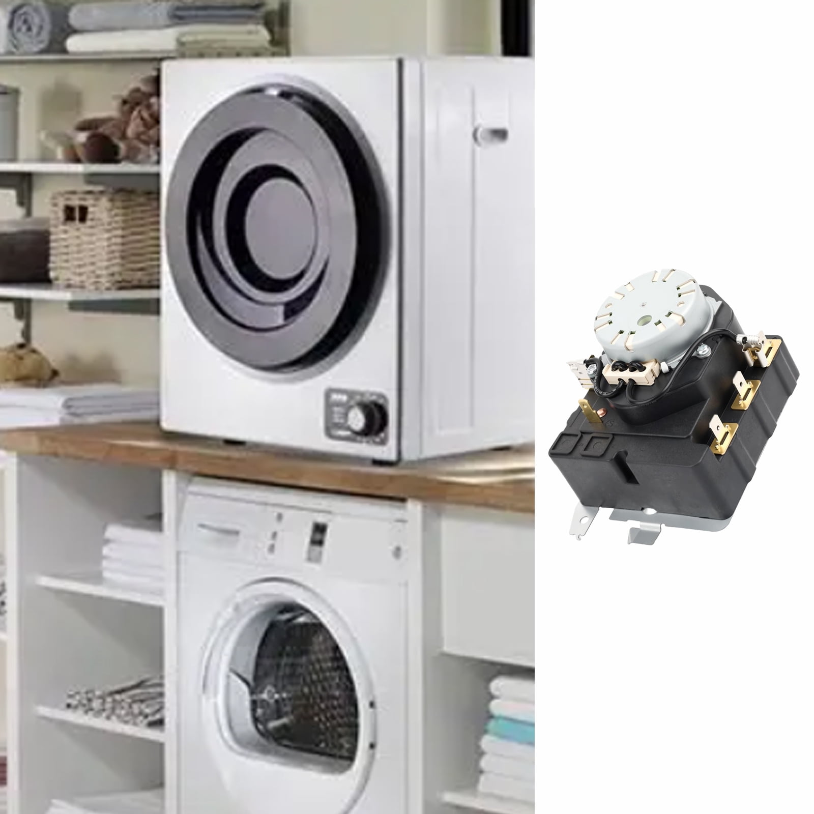 TOP-MAX WE04X25280 Dryer Timer Replacement, Fit for GE & Hotpoint Dryer, Replace TMD1EM35, WE04X25280, 234D2377P005, Black