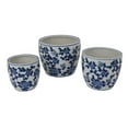 thumbnail image 2 of BenJara Garden Planter Set of 3, Vintage Style White Blue Floral Ceramic, 2 of 5