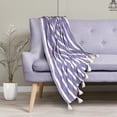 thumbnail image 3 of Parkland Collection Nara Blue Cotton Slub Throw Blanket with Tassels, Striped Decorative Couch Throw, 50 x 60 in, 3 of 3