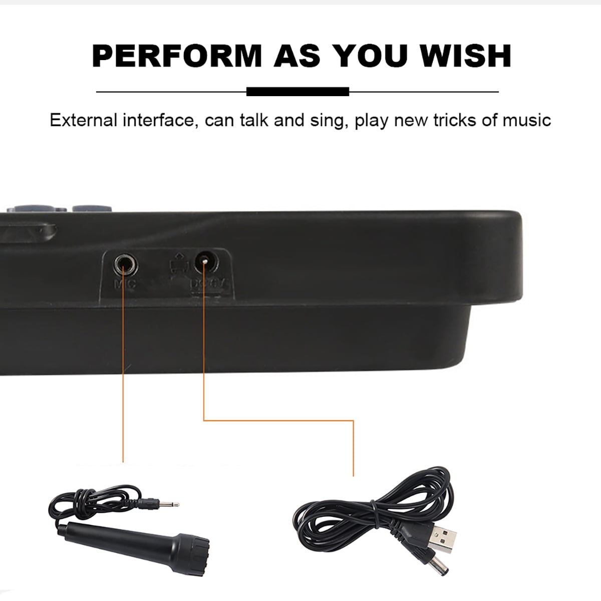 Hvxrjkn 61 Key Keyboard Piano, Digital Electronic Musical Keyboard, for Beginner Electric Piano Keyboard Set with USB cable, Microphone - Black