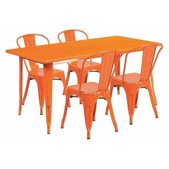 Flash Furniture Outdoor Patio Dining Set, 5 Piece Metal Rectangular, Multiple Colors