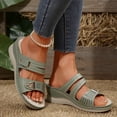 thumbnail image 3 of Sandales à Enfiler pour Femmes Tendance en Cuir Largeur Grand Bout Ouvert Plateforme à Talon Compensé Sandales Habillées de Marche Chaussures, 3 of 7
