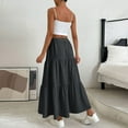 thumbnail image 7 of RPVATI Women's Skirts Midi High Waisted Drawstring Boho Linen A Line Skirts Summer Tiered Trendy Plus Size Pleated Flowy Skirt Black M, 7 of 7